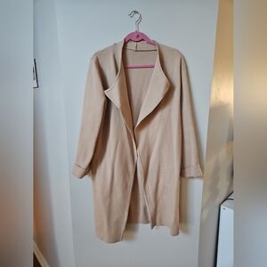 CHICWISH Women's Classy Light Tan Open Front Knit Coat Coatigan size L XL